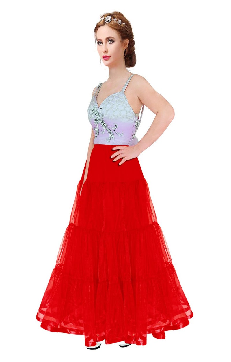 Shimaly تنورة زفاف نسائية بطول الأرضية من شيمالي - تنورة داخلية طويلة لفستان رسمي (XL-3XL، أحمر) - Image 3